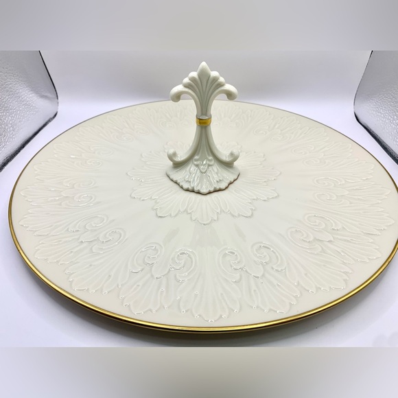 Lenox Chateau Server - Center Handle - 24K Gold Hand Decorated - Plate - Tray - Picture 8 of 11